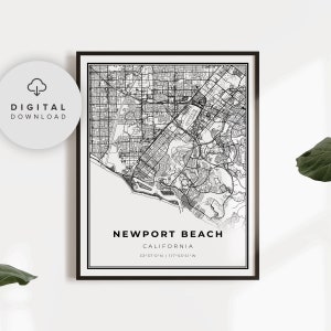 Newport Beach Map Print, California CA USA Map Art Poster, Printable city street road map, City art, NP343
