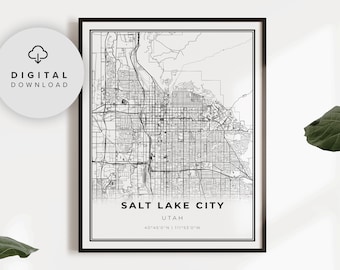 Salt Lake City Map Print Full Color Map Poster - Etsy
