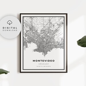 Montevideo Map Print, Uruguay Map Art Poster, Printable city street road map, City art, gift for papa, NP901