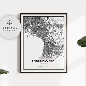 Thessaloniki Karte Druck, Griechenland Karte Kunst Poster, druckbare Stadt Straße Straßenkarte, druckbare Geschenk nach Hause, Eingang Kunst, NP557