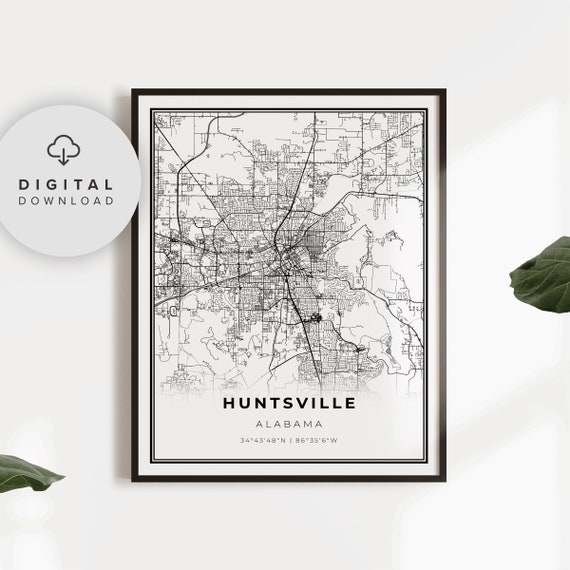 Huntsville Map Print Alabama AL USA Map Art Poster Printable | Etsy