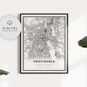 Providence Map Print, Rhode Island RI USA Map Art Poster, Printable city street road map, City map poster, NP279