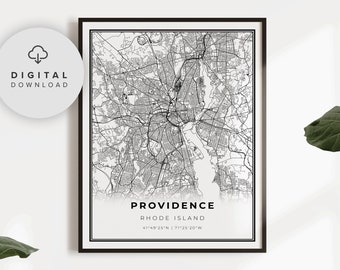 Providence Rhode Island Map Art Print (Digital Download), NP279