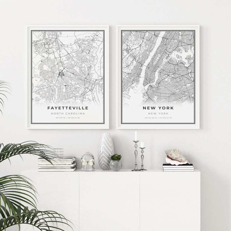 Fayetteville Map Print North Carolina NC USA Printable City Etsy
