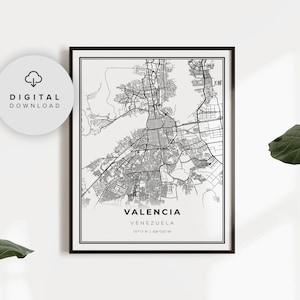 Valencia Map Print, Venezuela Map Art Poster, Printable city street road map, Printable art, livingroom artwork, NP797