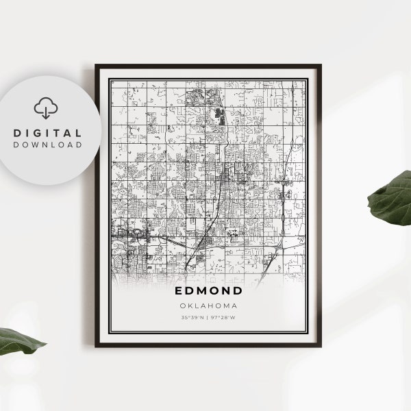 Printable Edmond Ok Map Etsy