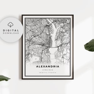 Alexandria Map Print, Virginia VA USA Map Art Poster, Washington DC Printable city street road map, Printable, NP61