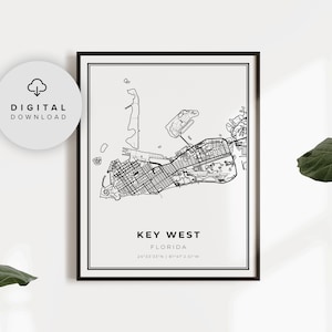 Key West Map Print, Florida FL USA Map Art Poster, Printable city street road map, Digital art download, NP211