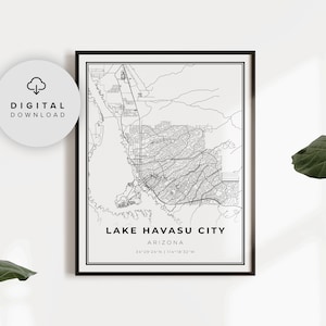 Lake Havasu City Map Print, Arizona AZ USA Map Art Poster, Printable city street road map, printable gift art, NP230