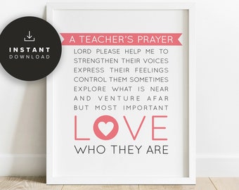 A Teachers Prayer, Printable, Teacher Gift, Teacher Wall Art, Teacher Decor, Classroom Decor Classroom Art Teacher Quote Art, NP648