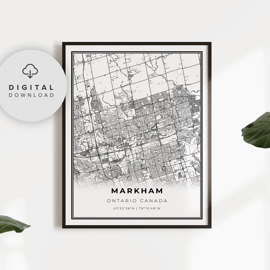 Markham Map Print Toronto Ontario ON Canada Map Art Poster Etsy