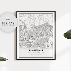 Markham Map Print, Toronto Ontario ON Canada Map Art Poster, Printable city street road map, Printable city map, NP687