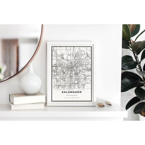 Kalamazoo Map Print, Michigan MI USA Map Art Poster, Portage, Printable ...