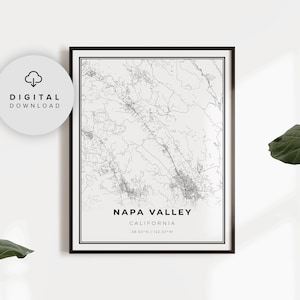 Napa Valley Map Print, California CA USA Map Art Poster, Bay Area, Printable city street road map, Digitale kaart, NP391
