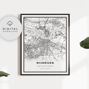 Nijmegen Map Print, Netherlands Map Art Poster, Nimwegen Nimeguen, Printable city street road map, Printable art, NP738