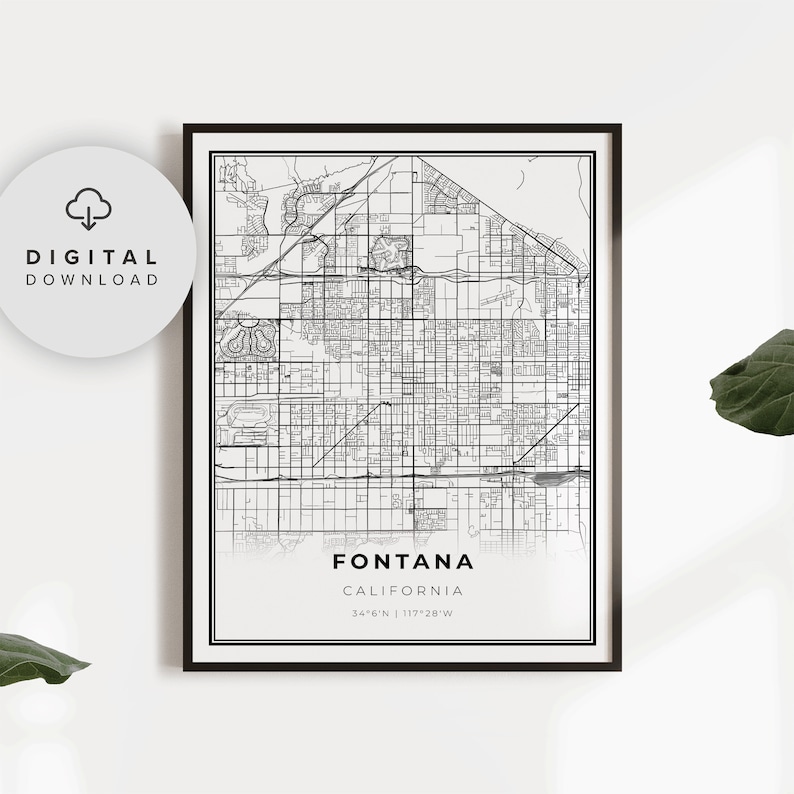 Fontana Map Print California CA USA Map Art Poster Printable - Etsy