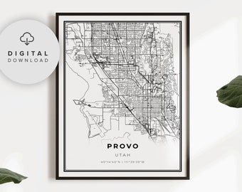 Provo Utah Map Art Print, City Street Map Poster (Digital Download), NP9