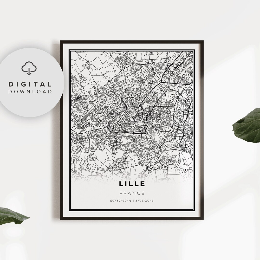 Lille Map Print France Map Art Poster Printable City Street - Etsy
