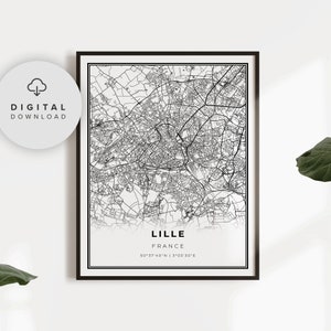 Lille Karte Druck, Frankreich Karte Kunst poster, druckbare Stadt Straße Straßenkarte, druckbare Stadtkarte, Geschenk für Mutter, NP424