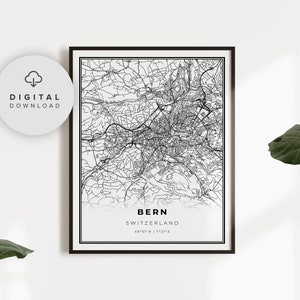 Bern Map Print, Bern Schweiz, druckbare Stadt Karte, druckbare Wandkunst, Wohnzimmer Poster, PN795