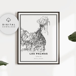 Las Palmas de Gran Canaria Karte Drucken, Spanien, druckbare Straßenkarte, digital bedruckbar, Stadtplandekor, PN768