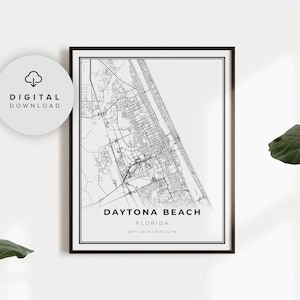 Daytona Beach Map Print, Florida FL USA Map Art Poster, Printable city street routekaart, afdrukbare cadeaubaas, NP229
