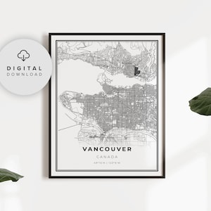 Vancouver BC Karte Druck, British Columbia Kanada Karte Kunst Poster, druckbare Stadt Straße Straßenkarte, druckbare Kunst, NP620