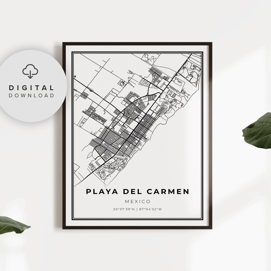 Playa Del Carmen Map Print, Mexico Map Art Poster, Riviera Maya ...