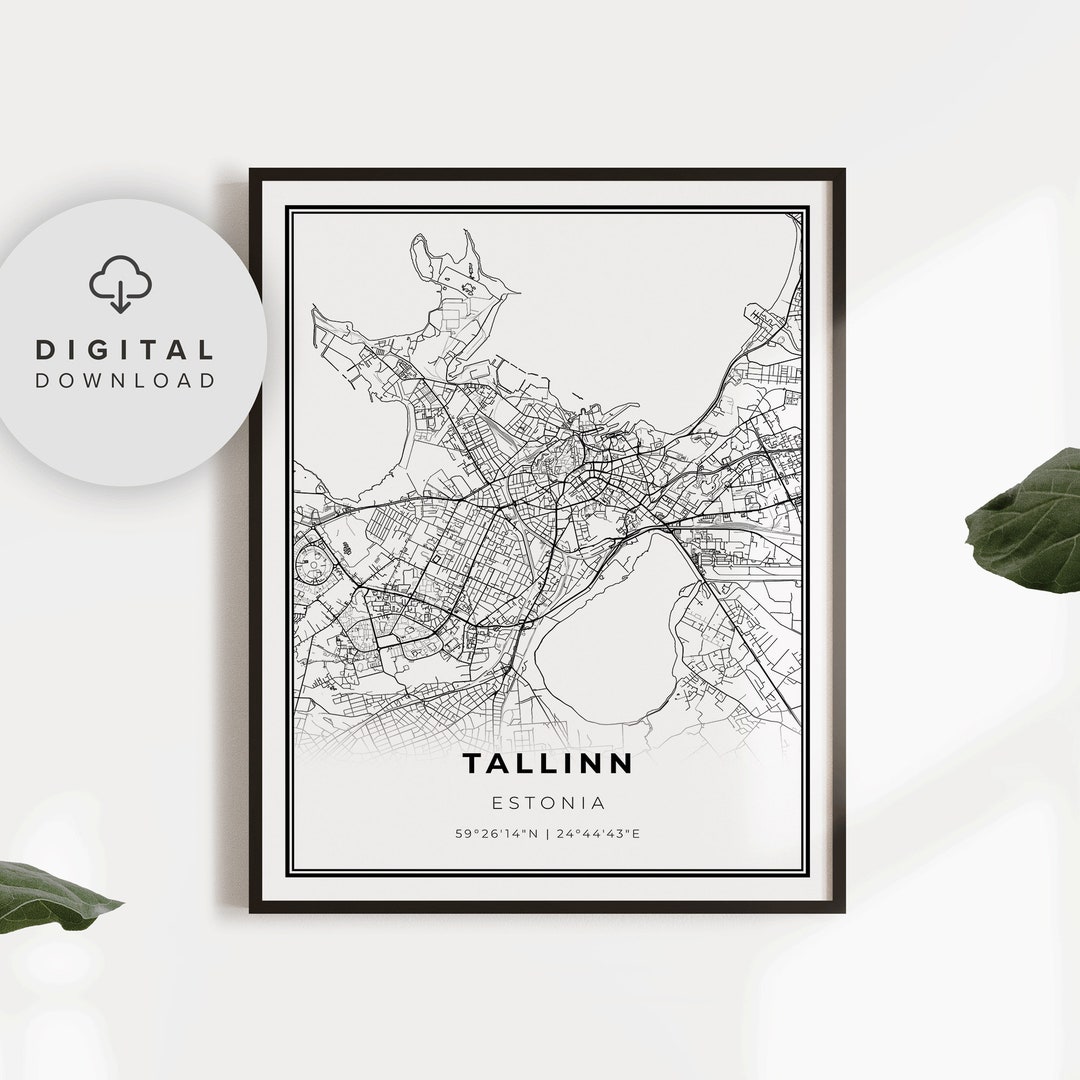 Tallinn Map Print, Estonia Map Art Poster, Printable City Street Road ...