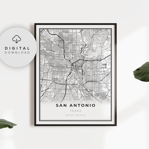 Downtown San Antonio Map Print Texas TX USA Map Art Poster - Etsy