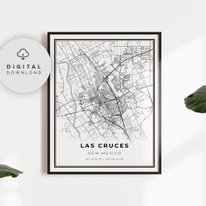 Las Cruces Map Print, New Mexico NM USA Map Art Poster, druckbare Straßenkarte, digitale Wandkunst, EP97