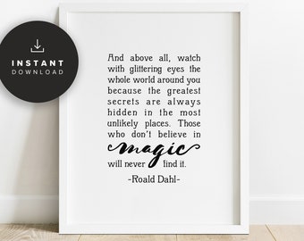 Lámina artística con cita de Roald Dahl, decoración inspiradora para el hogar (descarga digital), NP223