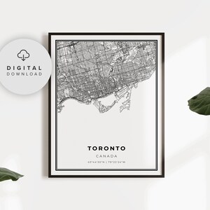 Toronto Map Print, Ontario ON Canada Map Art Poster, Printable city street road map, etsy downloadable, NP580