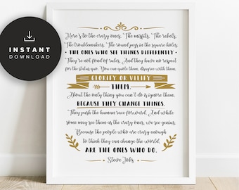 Steve Jobs Quote Print, Inspirational Wall Art (Digital Download), NP264