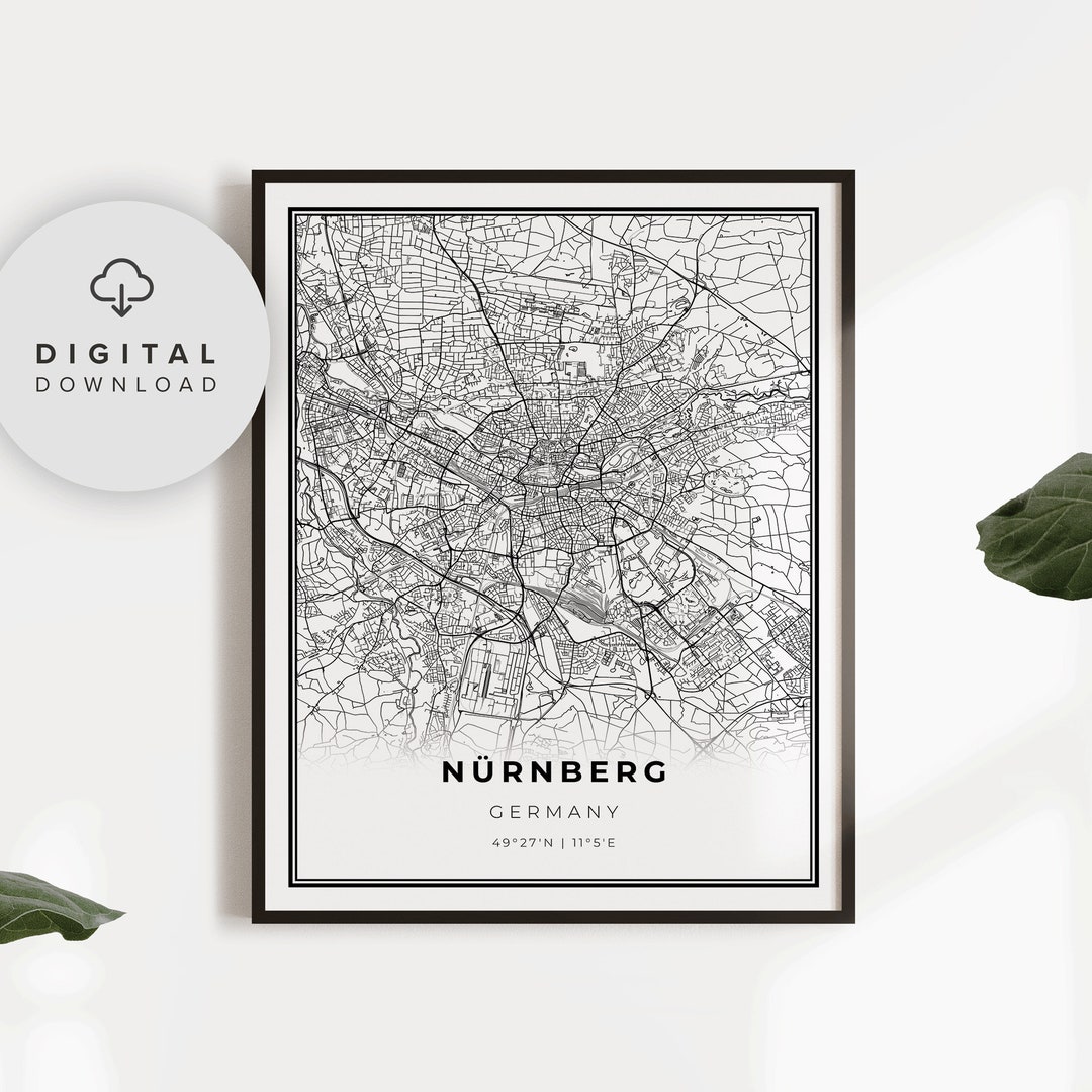 Nürnberg Map Print, Nuremberg Germany Map Art Poster, Printable City ...