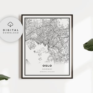 Oslo Map Print, Norway city poster, Printable city street road map, Printable office art, City art poster, NP483