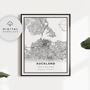 Auckland kaartafdruk, Nieuw-Zeeland kaart kunstposter, afdrukbare wegenkaart stad, afdrukbaar, cadeau voor een moeder, NP855