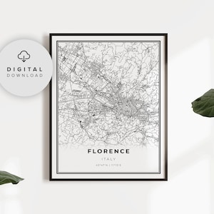 Florence kaart afdrukken, Italië Italië kaart kunstposter, afdrukbare wegenkaart stad, afdrukbare cadeau baas, cadeau moeder, NP905