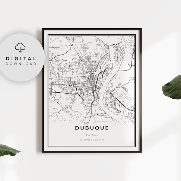 Dubuque Map Print Etsy Dubuque Map Print Etsy