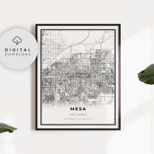 Mesa Map Print, Arizona AZ USA Map Art Poster, Printable city street road map, Digital artwork, gift boss, NP330