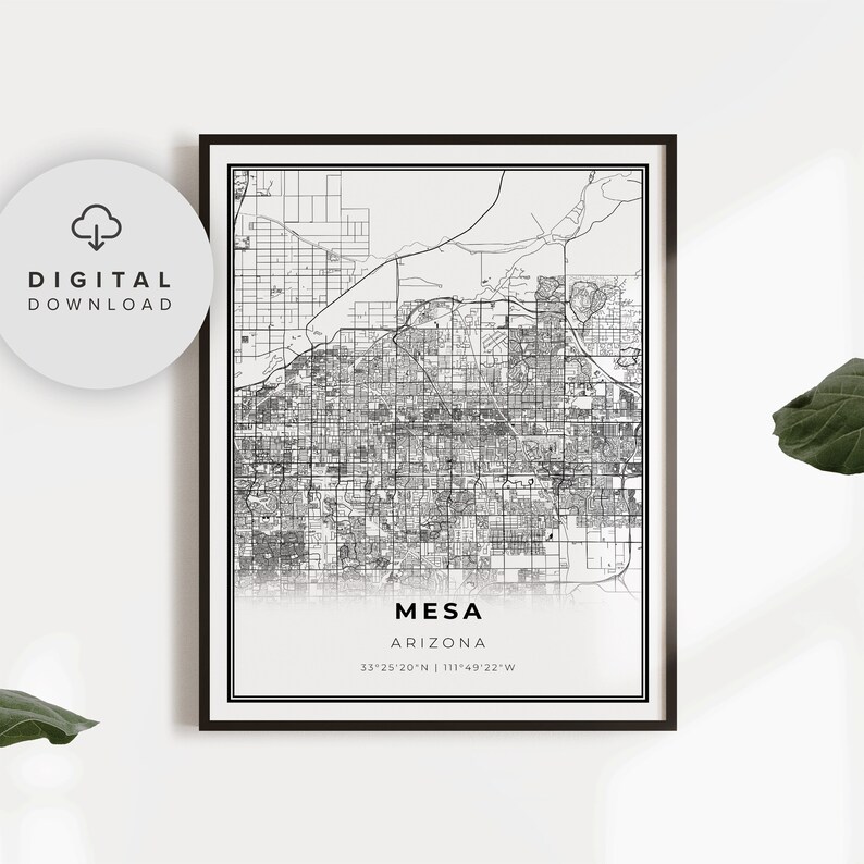 Mesa Map Print Arizona AZ USA Map Art Poster Printable City | Etsy