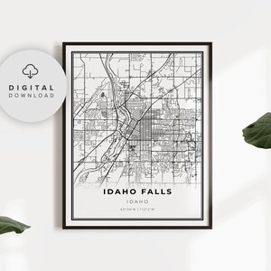 Idaho Falls Map Print, Idaho ID USA Map Art Poster, Bonneville County, Printable city street road map, art poster, NP224