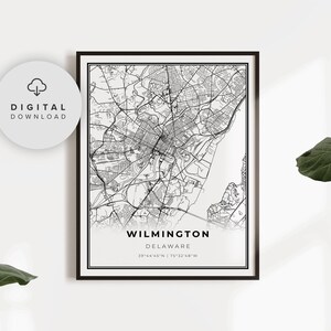 Wilmington Map Print, Delaware DE USA Map Art Poster, Printable city street road map, Printable decor, NP66
