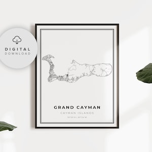 Grand Cayman Karte Druck, Kaimaninseln Karte Kunst Poster, George Town Druckbare Stadtstraße Straßenkarte, Geschenk für Nichte, NF487