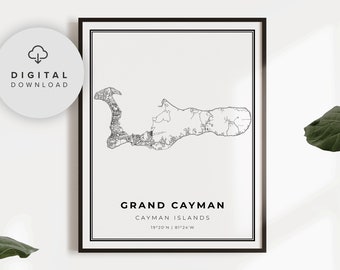 Wall Art Map of Cayman Islands Cayman Poster Cayman Islands Map Cayman Island Gift Cayman Decor Grand Cayman Art Cayman Islands Print