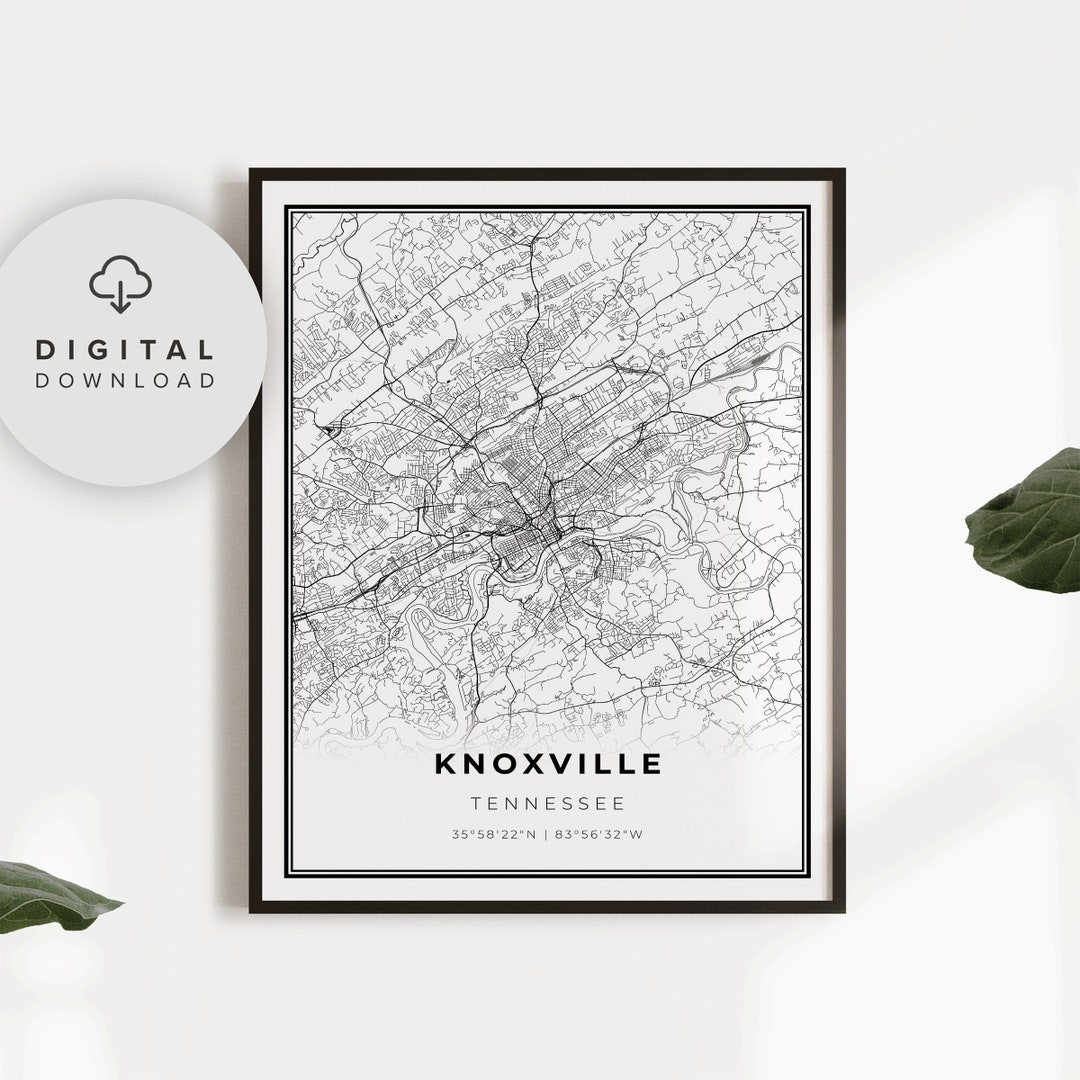 Knoxville Map Print, Tennessee TN USA Map Art Poster, Knox County ...
