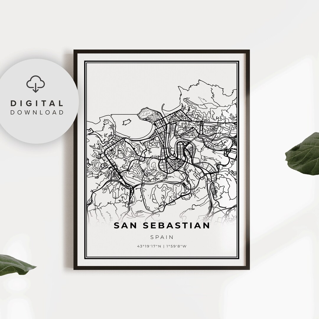 San Sebastian Map Print, Spain Map Art Poster, Donostia, Printable City ...