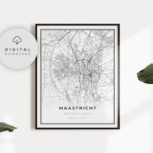 Maastricht Map Print, Netherlands Map Art Poster, Maestricht Limburg, Printable city street road map, NP743