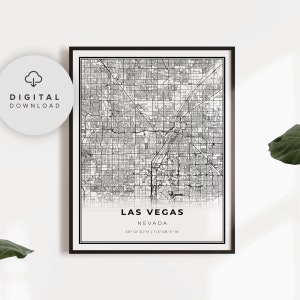 Las Vegas Map Print, Nevada NV USA Map Art Poster, The Strip, Printable city street road map, Printable art, NP357