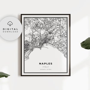 Stampa mappa di Napoli, Italia Napoli Napoli Italia, Mappa Art Poster, Mappa città stradale road map, Stampa d'arte della città, NP460